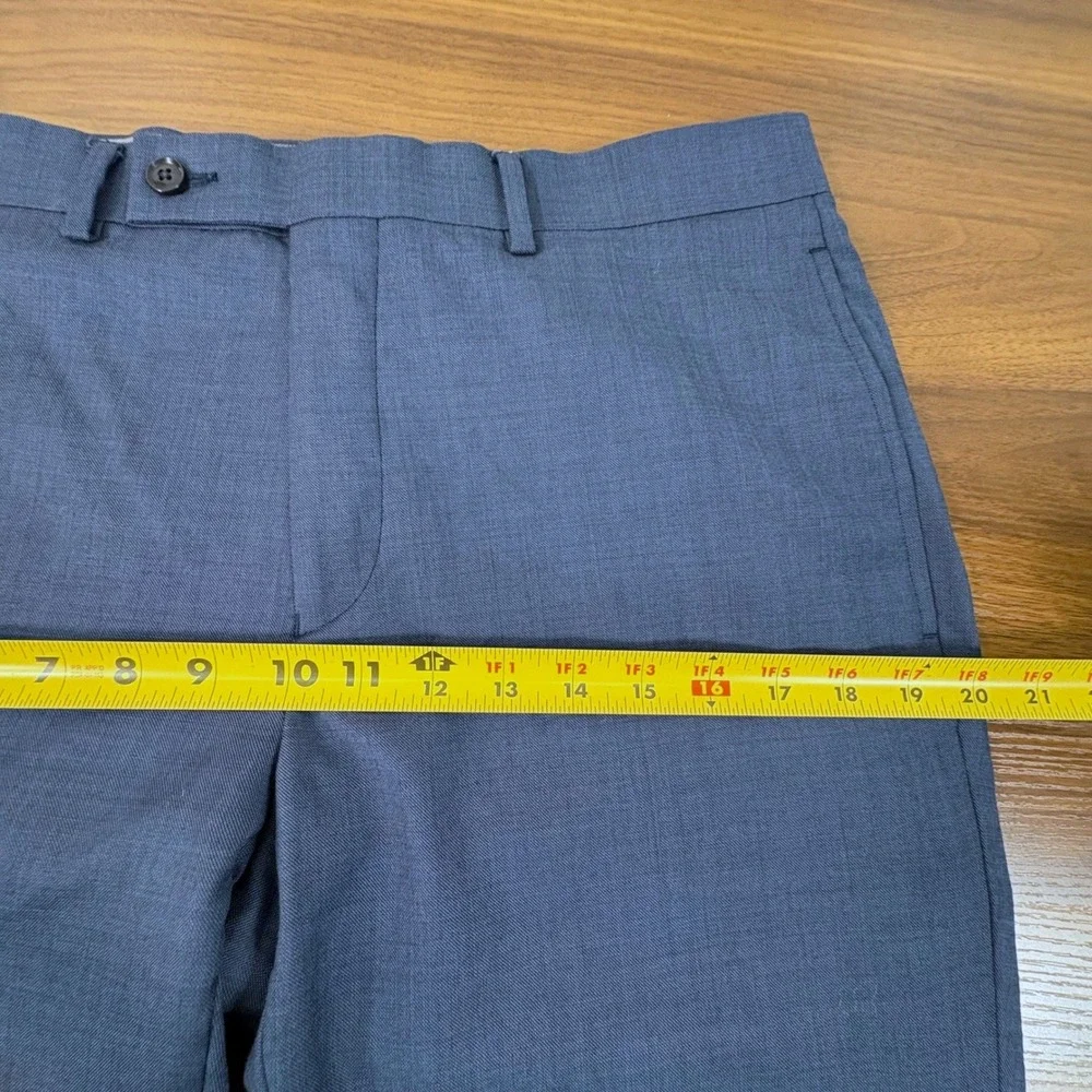 Calvin‎ Klein X Slim Fit Mens Blue 100% Wool Dress Pants 32x29 Flat Front